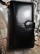 Cartera de cuero con cera de aceite para mujer, monedero de gran capacidad, con cremallera, bolso de mano largo, tarjetero, 2020