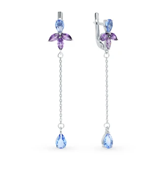 

Silver earrings with quartz and cubic zirconia sunlight sample 925 test