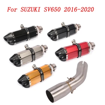 Slip On Motorcycle Exhaust Middle Link Pipe And 51mm Muffler Stainless Steel Exhaust System For SUZUKI SV650 2016-2020