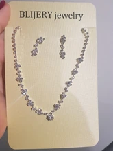 BLIJERY-Juego de joyas para mujer, para dama de honor, juegos de joyas para mujer con diamantes de imitación, collar de cristal, pendientes, conjuntos de joyas para baile de graduación y boda