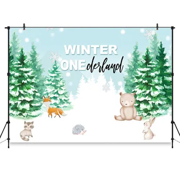 

Winter Onederland Animal Photography Background First Birthday Backdrop for Boys One-derland Snow Party Decorations