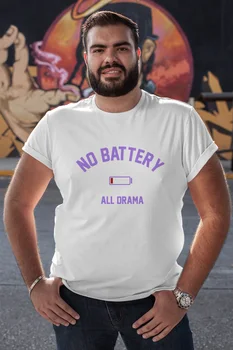 

Angemiel Wear No Battery All Drama White Men 'S Cotton Big Size T-Shirt