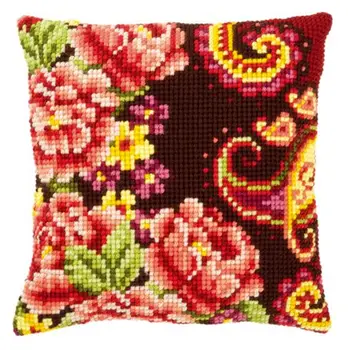 

0148044-pn pillow vervaco 'Flowers with curls III' 40x40 cm