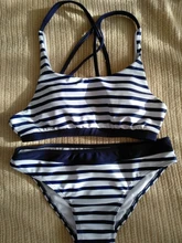 Conjunto de Bikinis de playa a rayas para mujer, bañador Sexy de realce, trajes de baño para chicas en Bikini, ropa de piscina 2021