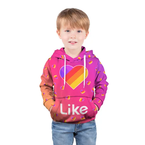 Baby sweatshirt 3D Likee Video 1, comfortable sweatshirt Лайк, bright colors, for children, for boys and girls, with a hood