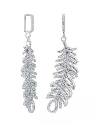 Colgante Plata Rodiada Hoja con Circonitas