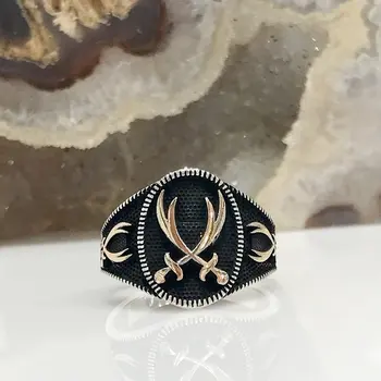 

Double Zulfiqar Kýlýnç Silver Men 'S Ring