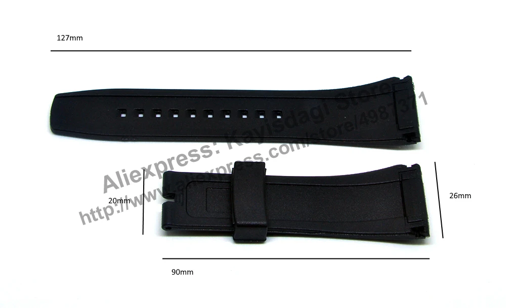 26mm Black Rubber Watch Band Strap Compatible For Seiko Velatura 5D44-0AA0  - SRH006P1 , SRH006P9