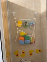 Juguetes de baño para Baby Shower, malla de almacenamiento con fuertes ventosas, organizador de baño