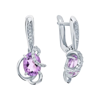 

Silver earrings with amethyst and cubic zirconia sunlight