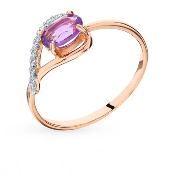 

Gold ring with amethyst and cubic zirconia sunlight sample 585