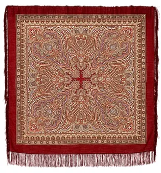 

Scarf Pavlovo Posad with silk fringe 125x125 665-5 "radiant",