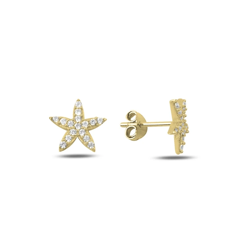 

Silver 925 Sterling Zircon Stone Sea Star Earrings