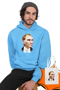 

Angemiel Wear Ataturk Blue Men 'S Hooded Sweatshirt Bags Kombin