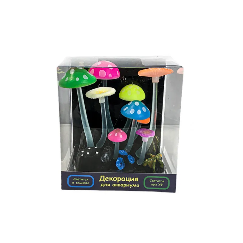 Флуоресцентная аквариумная декорация GLOXY Грибы (тип Н) 11х8х12см | Дом и сад