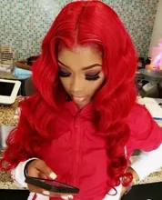 Wigleader Preplucked Remy del pelo humano del frente del cordón pelucas rojo recto 180% 13x6 Frontal de encaje pelucas profundo onda de encaje Frontal pelucas