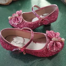 Zapatos de cuero para niñas, zapatos de vestir de boda, zapatos de baile de princesa Elsa para niñas, zapatos casuales, Sandalias planas