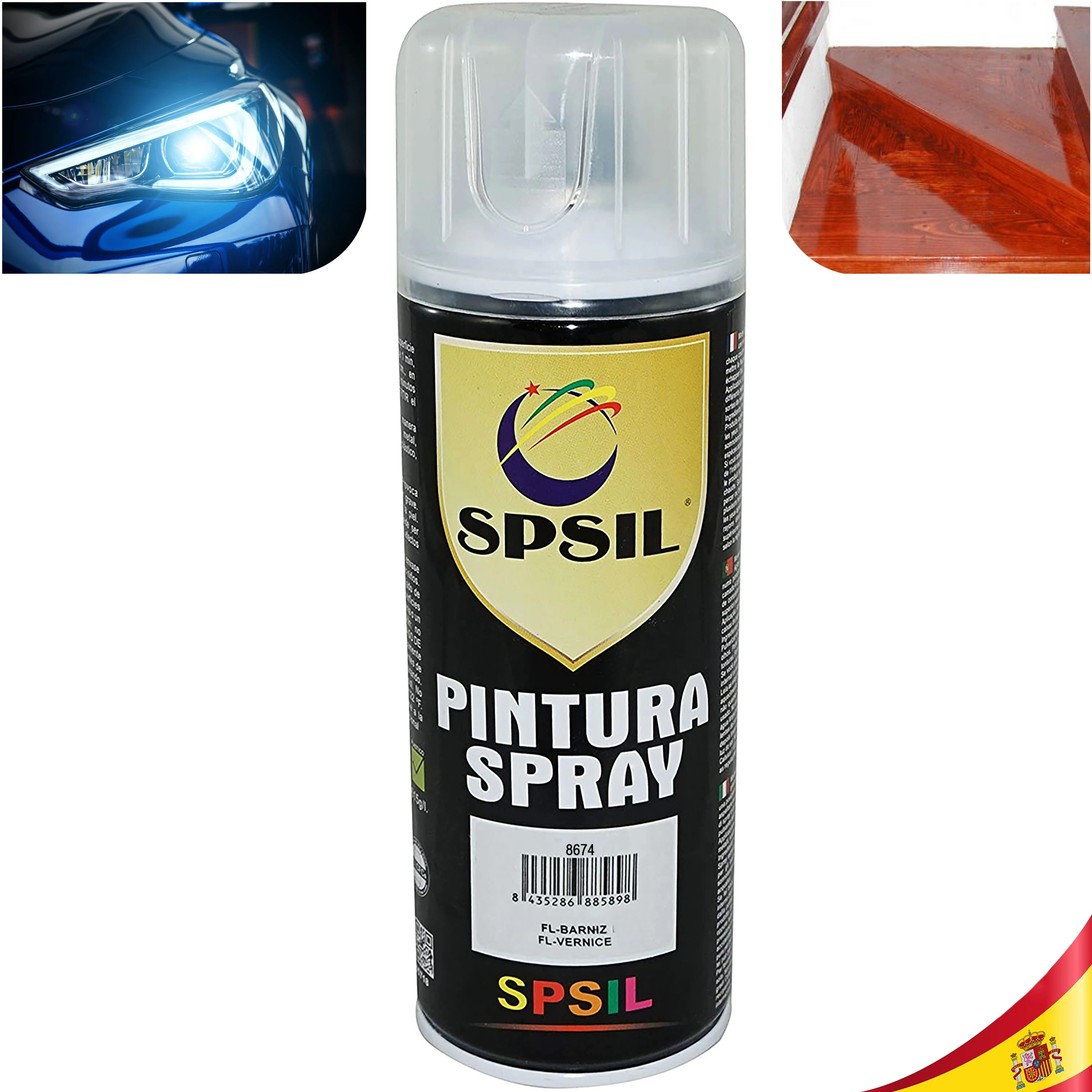 Pintura Spray Barniz Brillante Brillo SPSIL o Pinty Plus Aerosol Repara