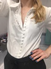 Blusa de manga larga con botones lisos para Primavera, camisa blanca de oficina para mujer, a la moda