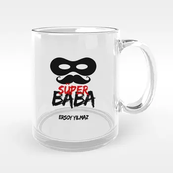 

Personalized Super Dad Design Glass Mug Cup-1
