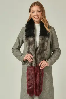 

11232 Burgundy Anthracite Colored Fur Scarf