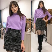 Sweater Pullovers Mock-Neck Beige Purple Winter Green 8-Colors High-Quality Women C-232