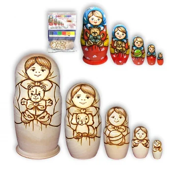 

Matryochkachatki with toys. Five-seat (5 in 1, high. 15 cm)