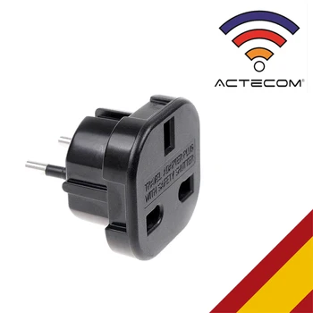 

ACTECOM ADAPTADOR CORRIENTE ENCHUFE UK INGLES REINO UNIDO A EUROPEO REDONDO UE UNIVERSAL