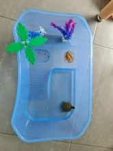 Caja de cría de tortuga para acuario, casa perchada con plataforma de secado para reptiles brasileños, tanque de agua de tortuga transparente