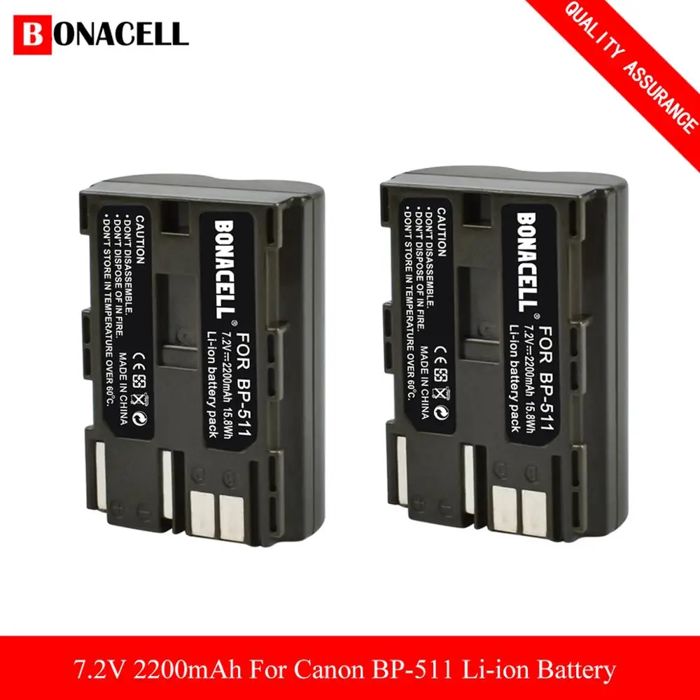 

bonacell BP-511 P511A BP-511A BP511 Rechargeable Camera Battery 7.4V Li-ion for Canon EOS 300D 5D 20D 30D 50D 40D 10D PowerShot