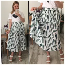 REALEFT-faldas largas plisadas con estampado Floral para mujer, faldas largas de tul, de cintura alta, sueltas, para primavera y verano, 2021