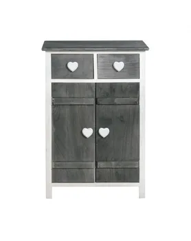 

Rebecca Mobili Cupboard Cabinet White Grey 2 Drawers Handles Heart 73x51x31