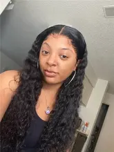 Miss-pelucas de cabello humano brasileño para mujeres negras, sin pegamento, ondas profundas rizadas, 13x4, con encaje Frontal, Frontal suizo, mojado y ondulado