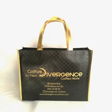 500 шт./лот популярная черная Нетканая сумка металлическая ПП лазерная сумка шелкография хозяйственная сумка Глянцевая блестящая «тоут» Сумка