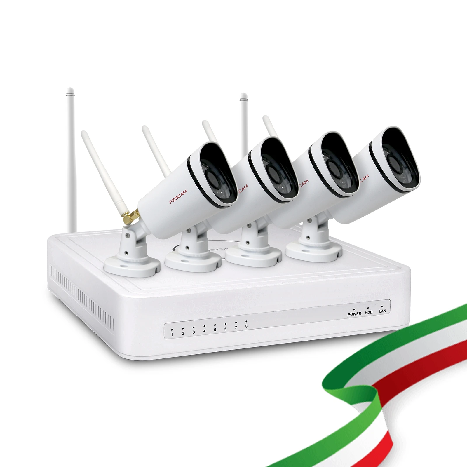 Комплект видеонаблюдения WiFi 8 каналов Foscam с 4 беспроводными IP-камерами Full HD 1080P