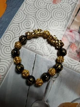 Pulsera de cuentas de piedra de obsidiana de FengShui chino, brazalete con abalorios de piedra obsidiana, cambio de Color, riqueza, buena suerte, Unisex