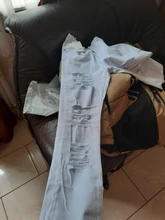 Nueva llegada de los hombres de algodón pantalones vaqueros rasgados de corte Slim Casual en blanco y flaco pantalones vaqueros de hombre de moda elástico hip hop mezclilla Pantalones Hombre