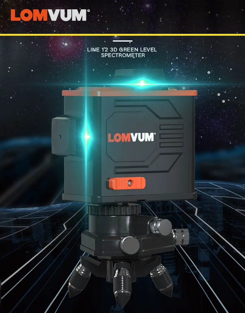 Лазерный уровень LOMVUM 3D-360B 12 синих лучей