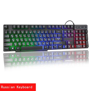 

Pinzheng Gaming Mechanical Keyboard USB Wired 104 Keys Ergonomic Russian Keyboard With Backlight Switch For PC Computer Gamer