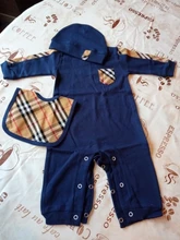 Ropa de estilo británico para bebé recién nacido, conjunto de 3 peleles a cuadros de algodón a rayas para recién nacidos, gorro y babero, moda de verano