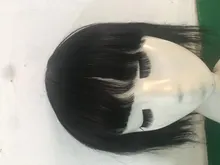 Pelucas de cabello humano liso con flequillo, hechas a máquina, pelo humano peruano Natural 130% Remy