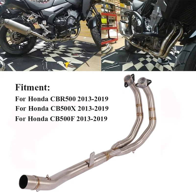 

Motorcycle Exhaust Header Link Pipe Front Connector Section Tube Stainless Steel For Honda CBR500 CB500X CB500F 2013-2019