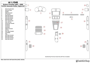 

Interior trim for Subaru Forester 2007-2008. Set L1548.