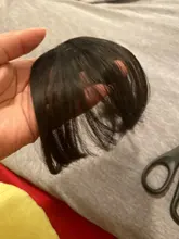 MEIFAN-extensiones de cabello con flequillo frontal, postizo sintético Natural, flequillo de aire, Clip en flequillo, negro y marrón