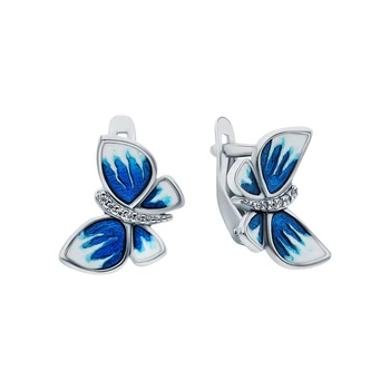 

Silver earrings with enamel and cubic zirconium sunlight sample 925