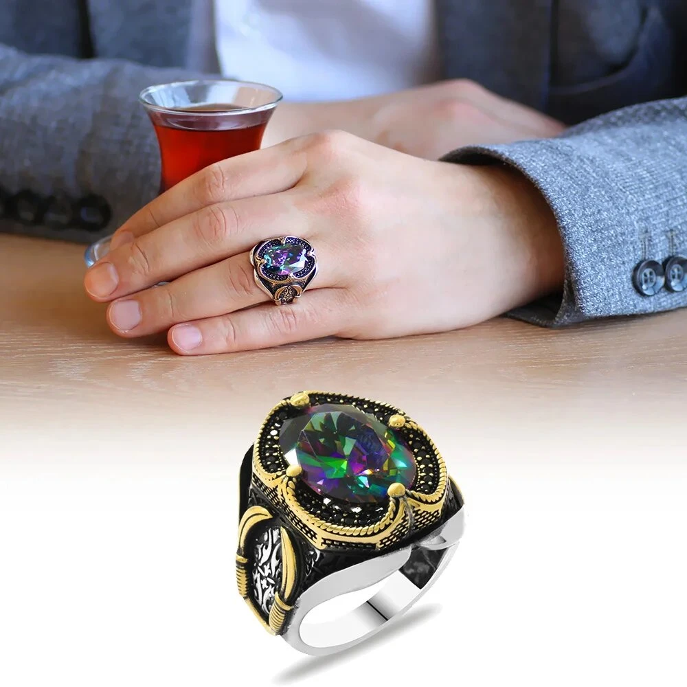 Nationale volkstelling krab Franje Alexandrite Stone 925 Sterling Silver Ring For Men , Jewelry Fashion  Vintage Gift Onyx Aqeq Mens Rings All Size - Rings - AliExpress