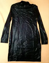 Dress Women Form-Fitted Mock SHEIN Black Long-Sleeve Glamorous-Bodycon Autumn Solid Embossed
