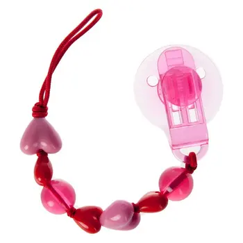 

Difrax 980-bead chain pacifier holder match Hearts, color: Pink pacifiers and teether