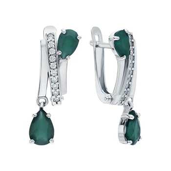 

Silver earrings with cubic zirconia and agate sunlight