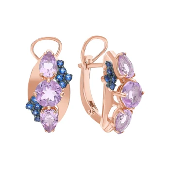 

Silver earrings with amethyst and nanosaphiers sunlight sample 925